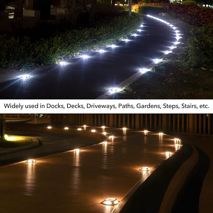 16-Pack Warm White Solar Gutter Lights, Outdoor LED