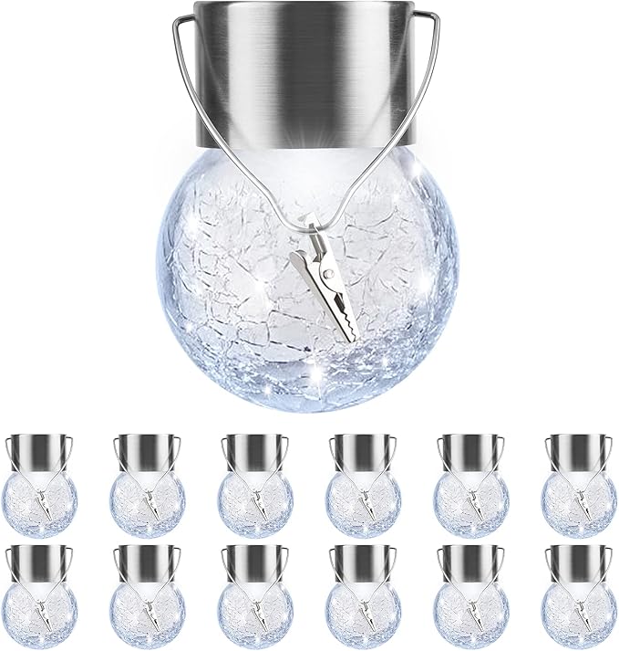 Globe Solar Lantern Set 12-Pack, Rustic Porch Lighting