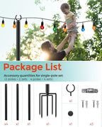 2-Pack 9ft String Light Poles, Heavy-Duty Metal Stands