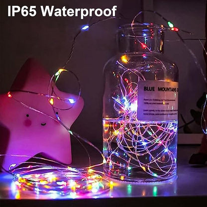 4 Pack Battery Operated Fairy Lights 16.4 Ft 50 LED Christmas Fairy Lights with Auto Timer 8 Modes, Waterproof Silver Wire Battery Twinkle Lights for Wedding Christmas Decor (Multicolor)