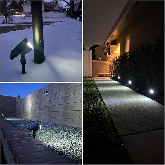 Solar Lights Outdoor Waterproof IP65, Solar Powered 76 LED 3 Lighting Modes Solar Spot Lights Outdoor for Yard Garden Landscape Pathway (Cool White, 6 Pack)