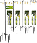4-Pack 10ft Metal Light Poles for Backyard, Heavy-Duty