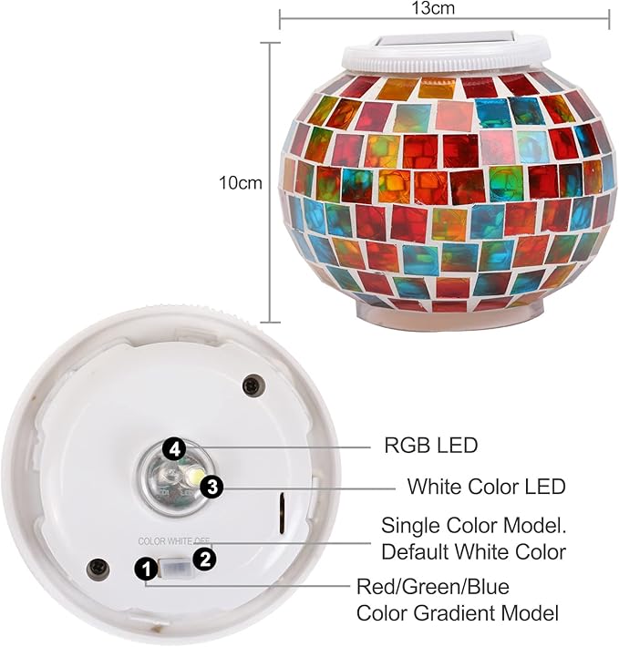 Solar Mosaic Garden Statue Light, Outdoor Decor