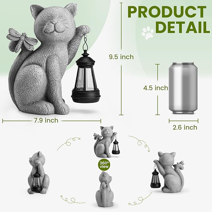 Cat Solar Lawn Figurine Light, Waterproof