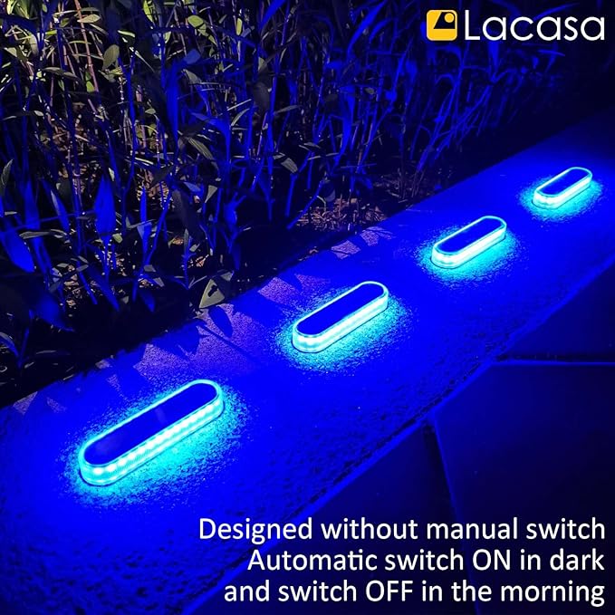 4-Pack Solar Wall Lights, Blue LED