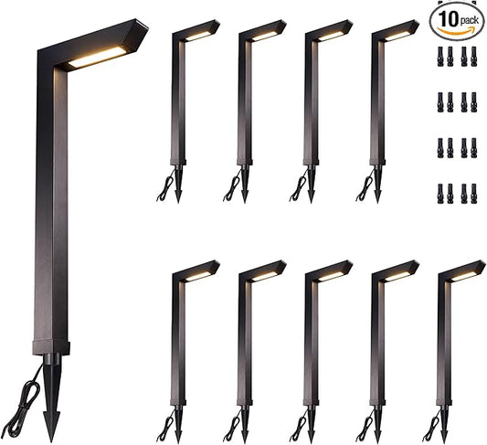 Landscape Path Lights Wired, 3 Lighting Modes LED 12V Low Voltage Pathway Lights, Outdoor Waterproof, 5W 235LM Black Aluminum for Driveway Yard 10 Pack