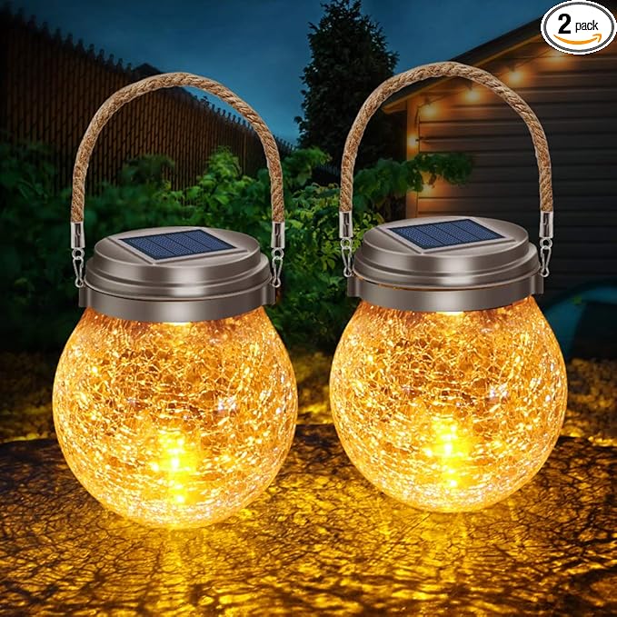 Globe Solar Hanging Lanterns 2-Pack, Classic Backyard Decor