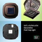 Solar Post Cap Lights, Bronze Waterproof