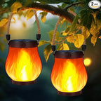 Courtyard Solar Lantern Set 2-Pack, Metal Backyard Lighting
