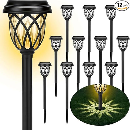 Solar Lights Outdoor 12 Pack Solar Garden Lights Waterproof IP65 Solar Landscape Lights Solar Pathway Lights for Patio, Yard, Driveway Decoration (Warm White