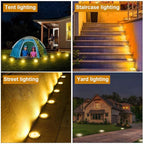 8-Pack Solar Ground Disk Lights, Warm White Waterproof LED