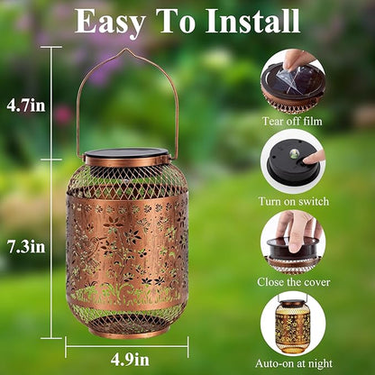 Vaukki Solar Lantern Outdoor Waterproof, Hummingbird Garden Decor Birthday Gifts for Women Friendship Mom Grandma Sister, Metal Hanging Solar Lights for Outside, Patio, Yard, Backyard, Porch, Pathway