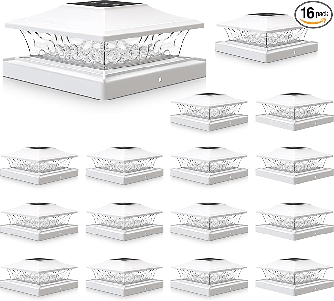 RGB Solar Fence Post Caps 16-Pack, Yard LED