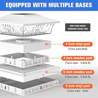 VOLISUN Solar Post Cap Light 16Pack White: RGB Color Changing - Fence Post Lights Solar Outdoor Waterproof for 4x4 x5 x6 WoodenVinyl