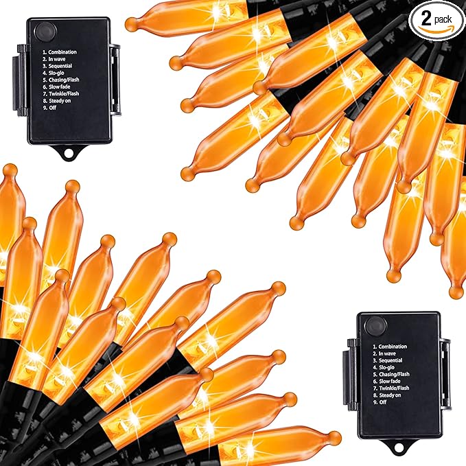 Christmas Backyard String Lights 2-Pack, 50 LED Waterproof