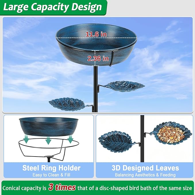 Freestanding Bird Bath & Feeder, Outdoor Metal