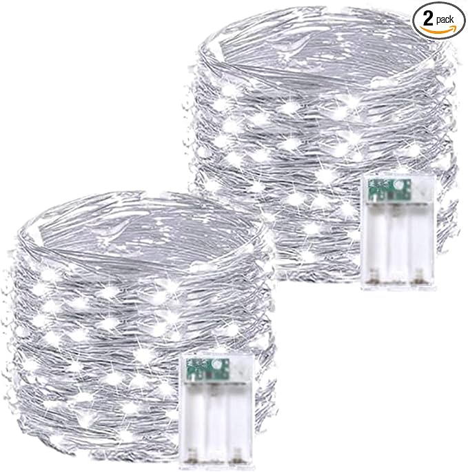 Christmas Porch String Lights 2-Pack, 20ft 60 LED Waterproof