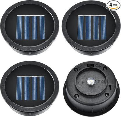 ELUTENG Solar Light Replacement Top 4 Pack (Top Size 2.76 inch, Bottom Size 2.42 inch) LED Solar Lantern Light Lids Outdoor Waterproof Replacement Solar Light Tops Warm White LED