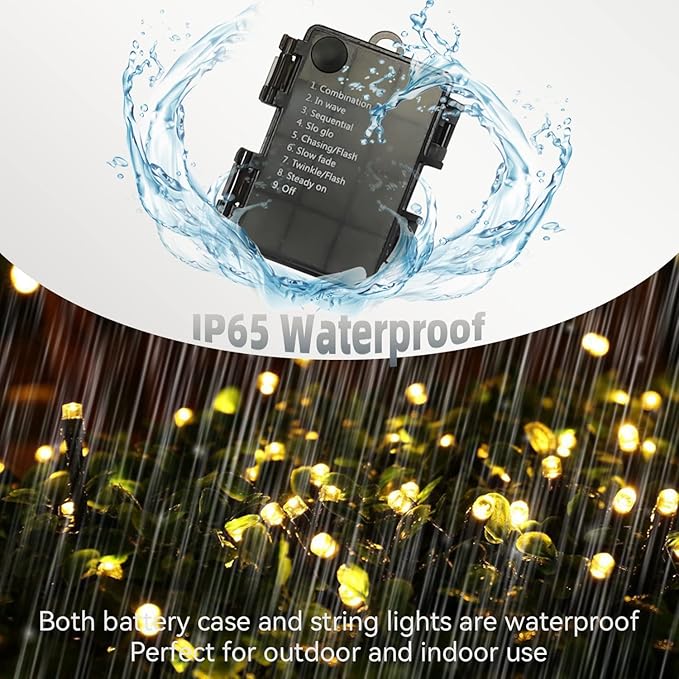 33ft Christmas LED String Lights, Waterproof Timer Lights