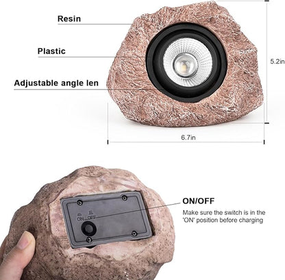 Solar Rock Lights, 4 Pack Solar Powered Waterproof LED Spotlights Decorative for Outdoor Garden, Pathway, Walkway, Yard, Landscape, Patio (Cool White)