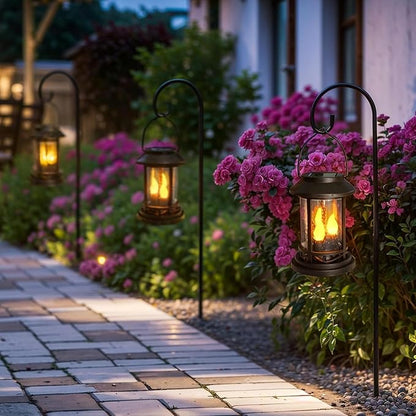 Beautyard 6 Packs Outdoor Solar Candles Lights Flickering Decorative Lantern Stake Lighting for Garden, Backyard, Lawn, Pathway, Patio Accessories and Decor ( Small 6 Pack , Black )…