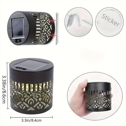 Decorative Solar Mandala Lights, Metal Solar Powered Outdoor Deck Step Wall Lights, Mandala Theme Waterproof Fence Light for Garden Post Patio Backyard Yard Decor (2)