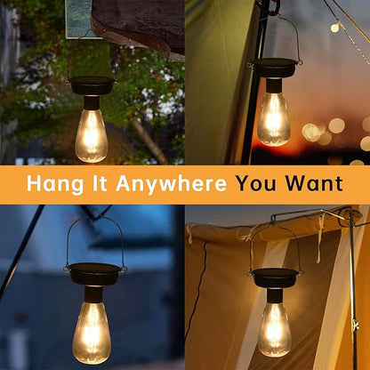 ELUTENG 4 Pack Solar Hanging Lights Replacement Top with Bulb 3.15 Inch Solar Light Replacement Top Part with Bulbs Waterproof Solar Lantern Accessories Tools for DIY Outdoor Lanterns