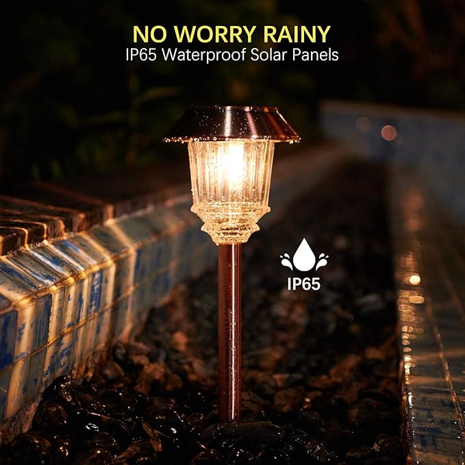 Warm White Solar Pathway Lights 4-Pack, Yard LED
