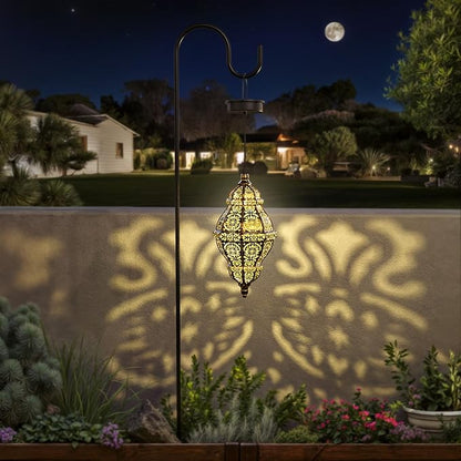 Twinkya Hanging Solar Lights Outdoor Garden Decor, Decorative Waterproof Plastic Moroccan Solar Lantern Lamp, Outside Decorations for Patio Yard Porch Backyard Decor, Gardening Gifts for Women Mom