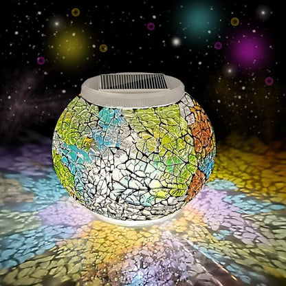 Aukora Color Changing Solar Powered Glass Ball Garden Lights, Solar Lantern Outdoor Table Lights Waterproof Led Night Light for Garden Patio Party Yard Indoor Decora Ideal Gift(Multi-Colored Glass)