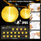 40ft Warm White Fairy String Lights, Waterproof Deck