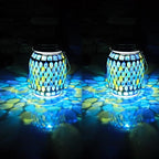 Solar Mosaic Lanterns 2-Pack, Outdoor Hanging LED Decor