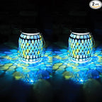 Solar Mosaic Lanterns 2-Pack, Outdoor Hanging LED Decor