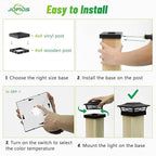 Solar Post Cap Lights 8-Pack, Waterproof LED