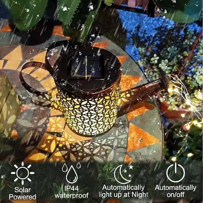 Solar Watering Can Lights Outdoor Garden,Outdoor Light Garden Plant Ornaments Solar Powered Waterproof Retro Metal Fairy Lights with Bracket for Yard Patio Pathway Lamp Decorations Garden Gifts