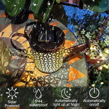 Solar Watering Can Lights Outdoor Garden,Outdoor Light Garden Plant Ornaments Solar Powered Waterproof Retro Metal Fairy Lights with Bracket for Yard Patio Pathway Lamp Decorations Garden Gifts
