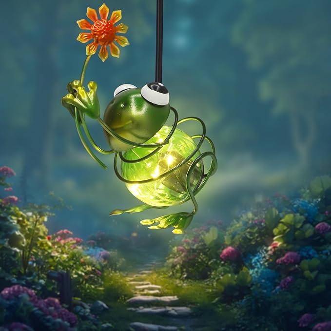 Frog Solar Hanging Lantern, Outdoor Pendant