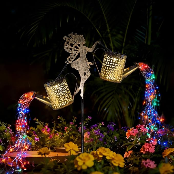 Solar Watering Can Light - Solar Yard Decorations Outdoor,Garden Decor Lights for Yard,IP65 Waterproof Hanging Lantern Lights,Outside Garden Flower Bed Decor Light for Moms Birthday 2PCS