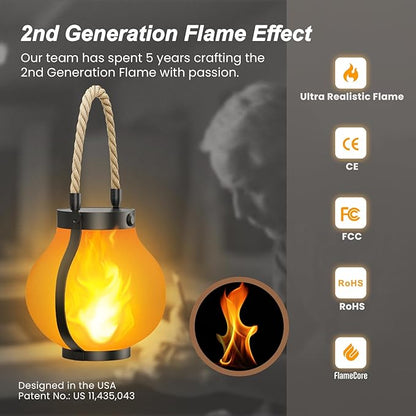 Hompavo Larger Gen2 Solar Lanterns Outdoor, Dual Charging (USB/Solar) & 2-Mode - Waterproof Decorative Hanging/Table Lights for Yard Patio Garden Halloween Christmas Decor, Birthday Gifts for Women, 4