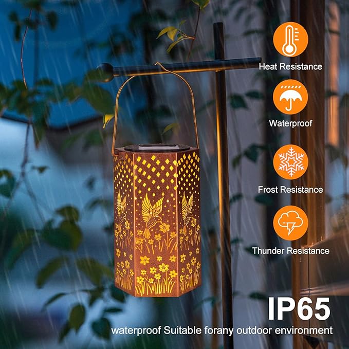 Mothers Day Gifts for Mom Grandma - Birthday Gifts for Women, 4 Pack Hummingbird Solar Lanterns Outdoor Waterproof Solar Lights Outdoor Hanging Garden Decor for Outside