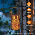 2-Pack Hummingbird Solar Lanterns, Waterproof LED Porch Lights