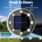12-Pack Cool White In-Ground Solar Lights, Flat LED Garden