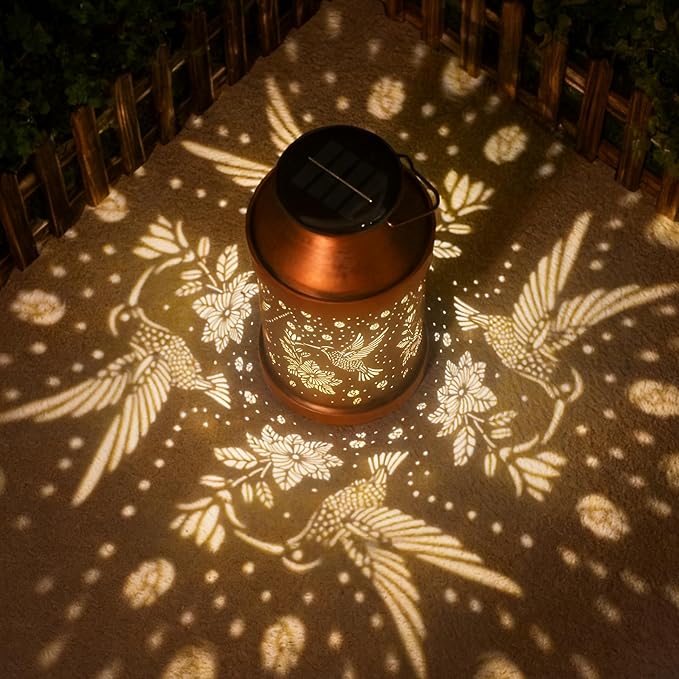 Hummingbird Solar Backyard Lanterns, Rustic Waterproof LED