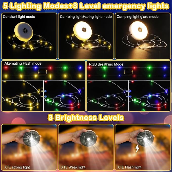 2-Pack Backyard String Lights, 8ft Weatherproof LED