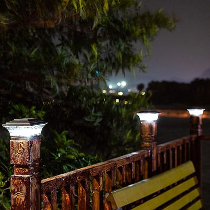 HUYIENO Solar Cap Lights Outdoor LED Lighting Deck Fence Two Light Modes Warm White/Bright White Suitable for 4x4 Wooden Posts Black 6PK
