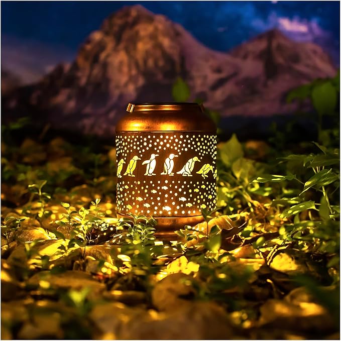 Garden Solar Hanging Lanterns, Metal Yard Decor