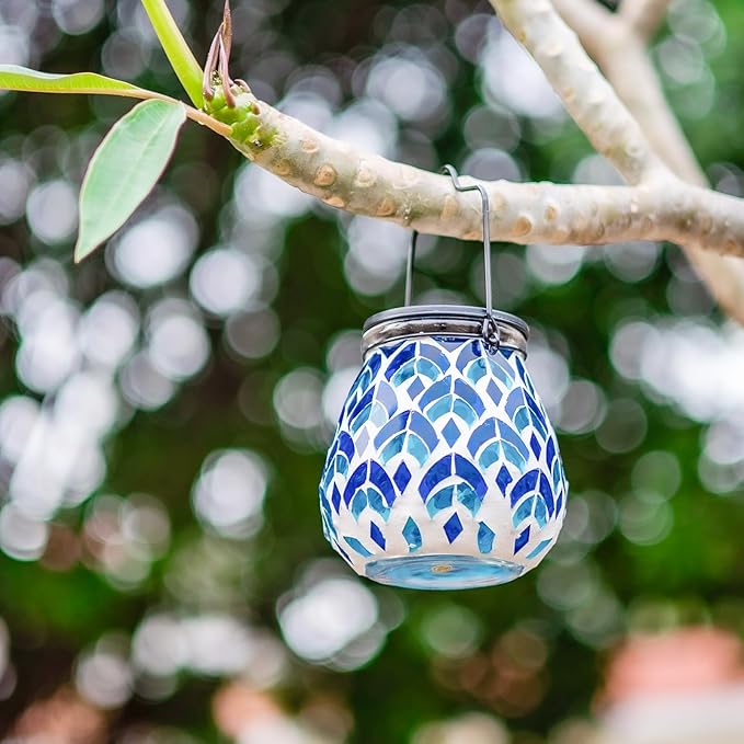 Mosaic Solar Lantern Set, Classic Porch Lighting