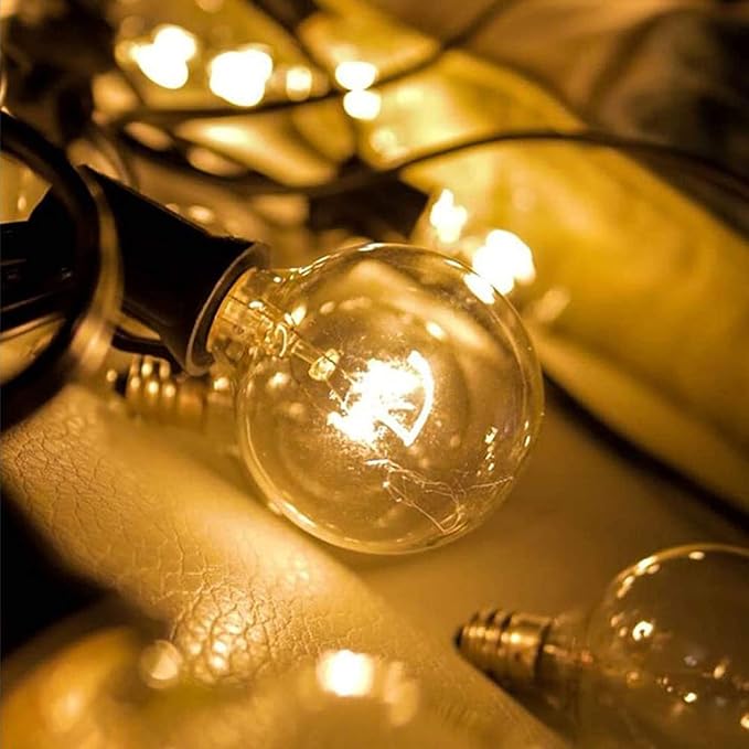 25ft Black Outdoor Edison String Lights, Weatherproof