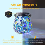 Metal Mosaic Solar Lanterns for Patio, Waterproof LED