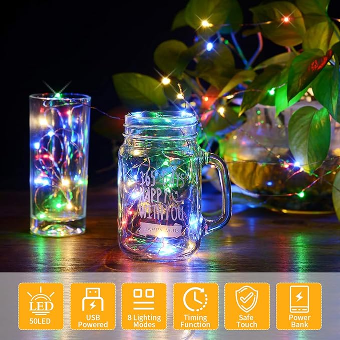 Christmas Fairy Lights, 16ft 50 LED Battery Twinkle Lights